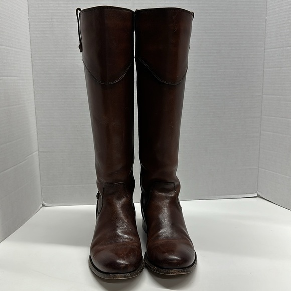 Fye Melissa Tab Tall Boots Boot Leather Riding Equestrian Redwood Brown Size 7 - Picture 6 of 9